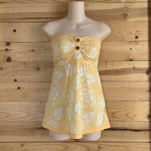 Maurice's XS Yellow Flower Baby Doll Strapless Top Beachy Fit Flare